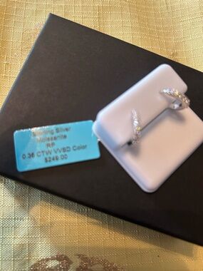 Sterling Silver Moissanite .36 CTW Huggie Hoop Earrings -